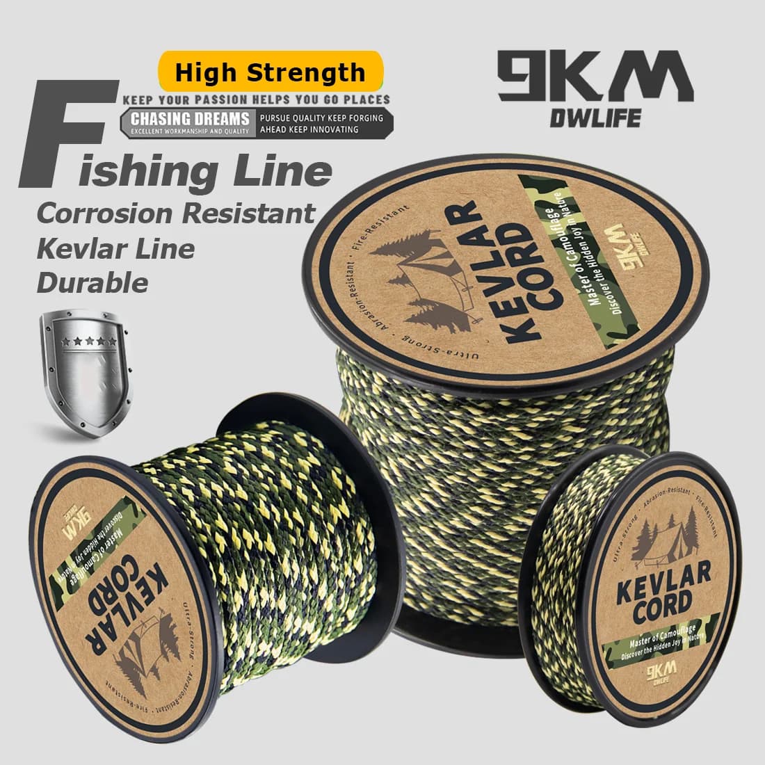 Augstas stiepes Kevlar pītā aukla makšķerlineām