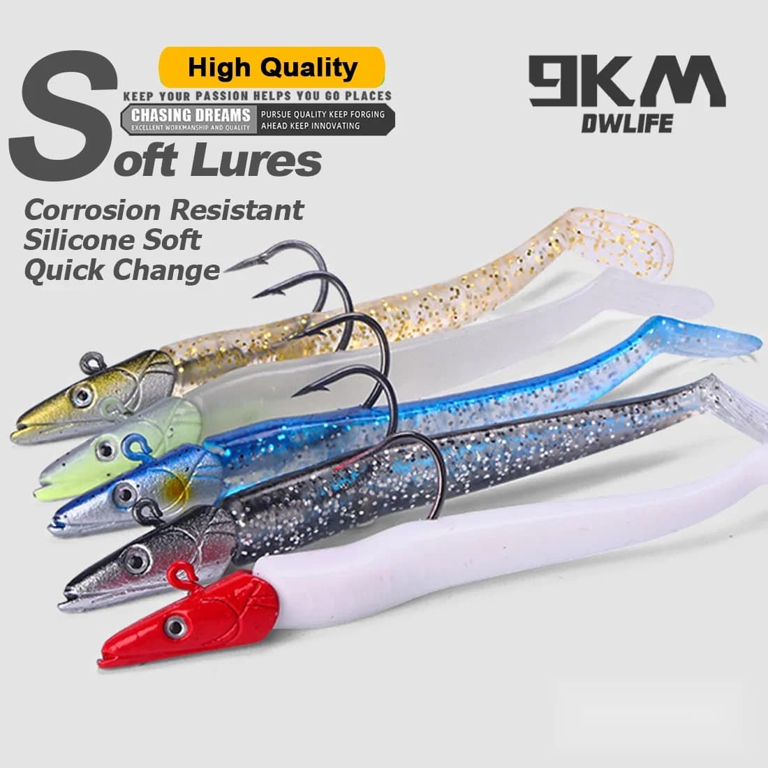 Mīkstais māneklis "Swimbait" ar džiiggalviņu un āķi, 1-5 gab., 12.5cm